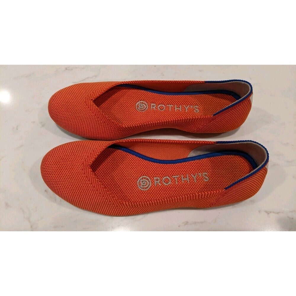 Women's Rothy's The Flat In Persimmon Marina Stripe Shoes Size 6 - Picture 6 of 6